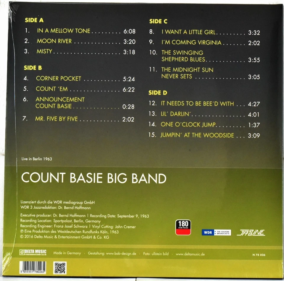 JAZZLINE N 78 026 GERMANY COUNT BASIE BIG BAND "Live in Berlin 1963" 180g 2LP SS - Image 2 of 2