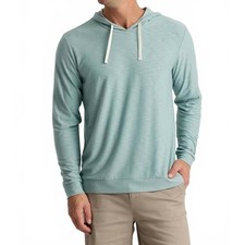 Free Fly Men's Bamboo Slub Hoodie II Ocean Mist Long Sleeve Active Medium