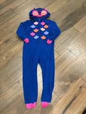 Cat  Jack Girls Blue Owl Hooded Fleece One Piece Pajamas Size S 6/6X