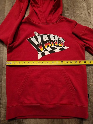 Vans Red Pullover Racing Chill Hooded Sweatshirt KIDS sz (Small)+Measurements - Picture 9 of 12