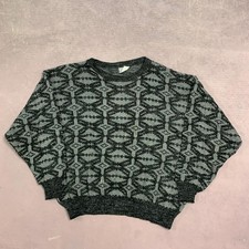 Vintage Knitted Jumper Abstract Patterned Grandad Knit Sweater Men's L
