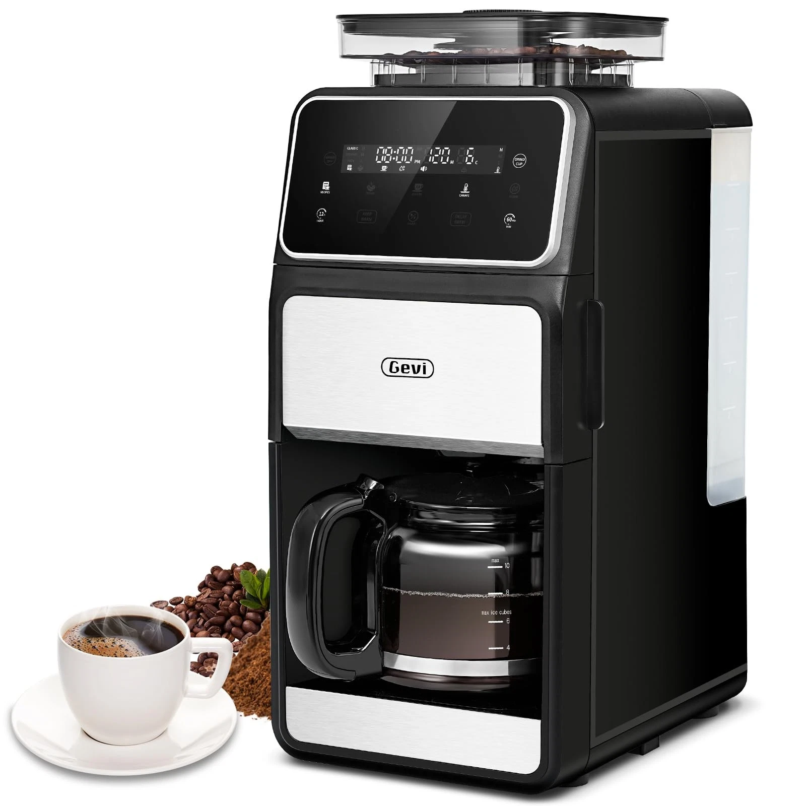 Gevi 10-Cup Grind & Brew Coffee Maker with Built-in Burr Grinder