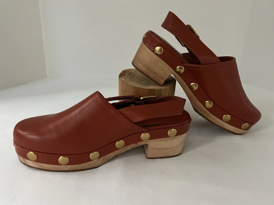 Charlotte Stone “Hari” Studded Slingback High Heel Clog in Luggage Sz. 9 - Image 3 of 4