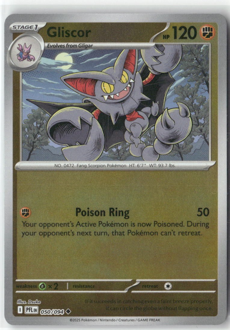 Gliscor 050/094 Uncommon Phantasmal Flames Pokemon Reverse Holo Near Mint