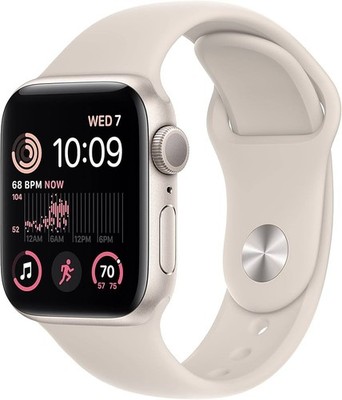 Apple Watch SE (2022) 40mm Starlight Aluminum Case with Sport Band, S/M (GPS)...