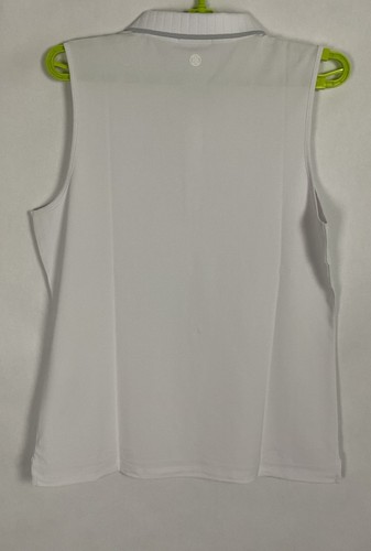 G/Fore Womens Golf Polo Top G4 Sz L Sleeveless Tech Pique 38” White Shirt New - Picture 3 of 11