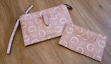 Guess Clutch Purse / Wristlet - 2 pc Set - Beige / Soft Pink - Pre-owned