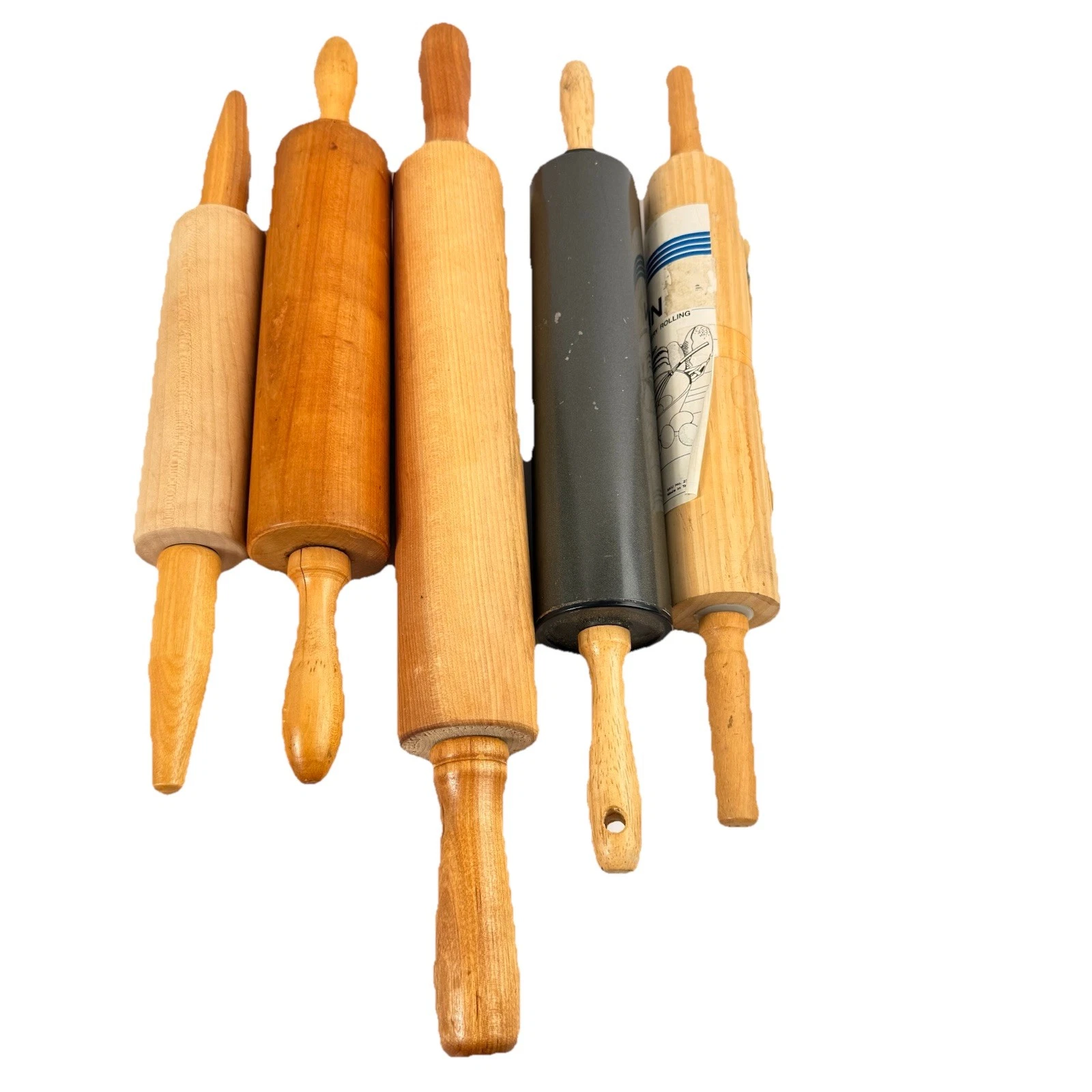 5 Vintage Rolling Pins Wooden Wood Farmhouse Kitchen Baking Cookie Rollers
Opens in a new window or