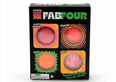 *NEW* Nee Doh Teenie Fab Four Needoh 4 Pack For TikTok Viral Sensory