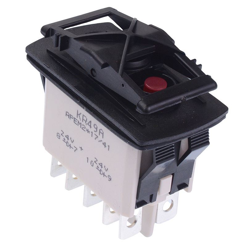KR49CAKJJG APEM On-Off-On Red 24V LED Auto Rocker Switch DPDT IP68