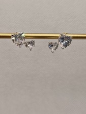 925 Sterling Silver Double Heart Stud Earrings