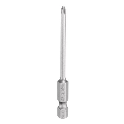 Magnetic Phillips Screwdriver Bit PH1 1/4'' Hex Shank 75mm Long 3mm Rod