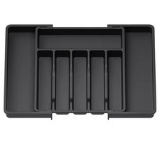 Range Couverts Tiroir Ajustable Organisateur Cuisine Extensible Rangement Noir