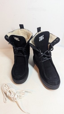 IPATH Shearling Black Suede High Cats Skateboard Boots Mens Sz 9M