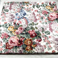 Vtg Ralph Lauren Allison Cotton King Flat Sheet Floral USA Cottage Small Repair
