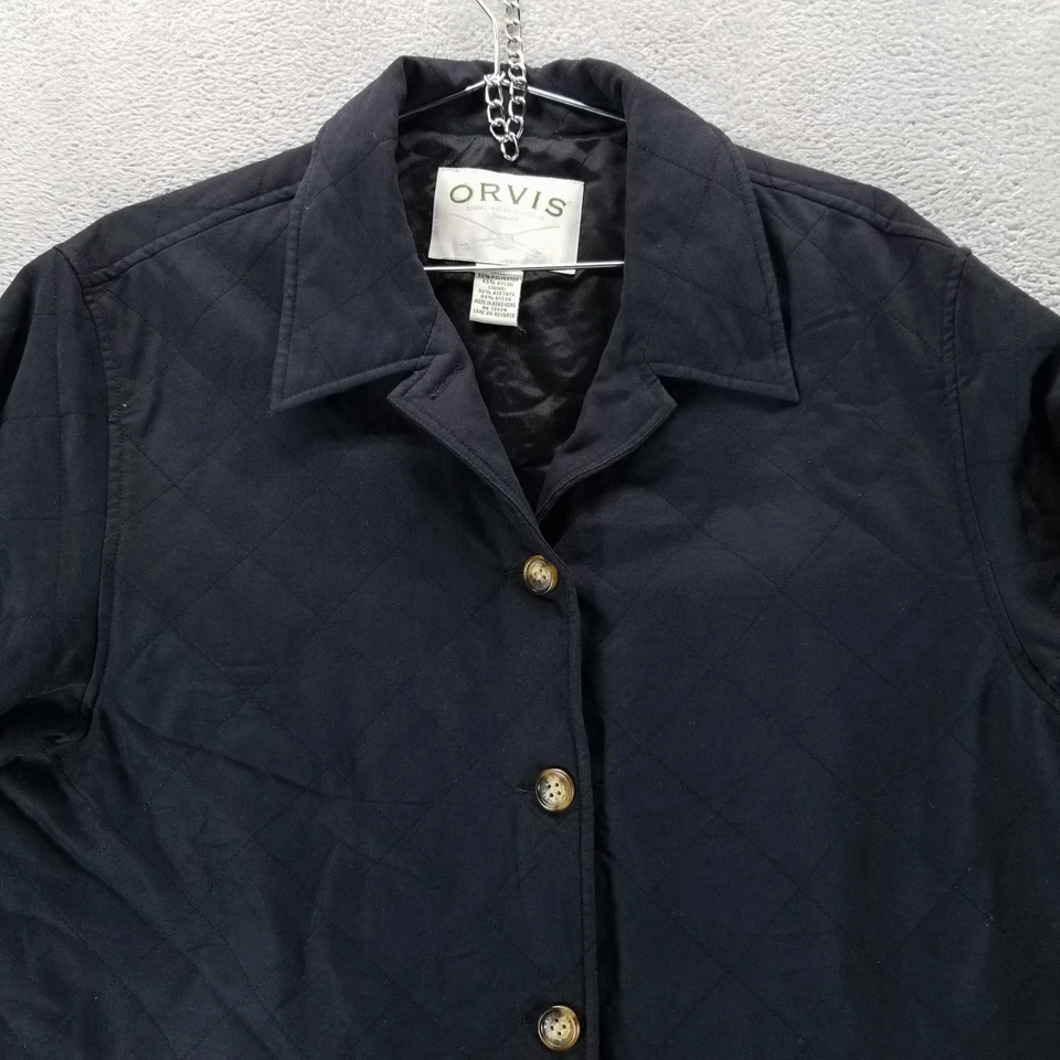 Chaqueta Orvis Para Hombre L Negra Tareas Granero Abrigo Acolchado Bolsillos Ropa de Trabajo Foto 3 de 4