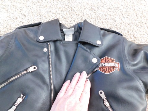 25-781 NWOT Childs size 7 Youth Harley Davidson Black Leather Jacket Coat Cycle - Picture 12 of 14
