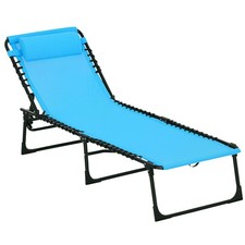 Chaise Lounge Pool Chair, Folding, Reclining, Blue