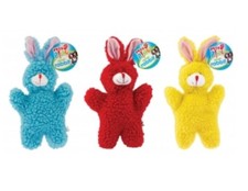 Set Of 3 Colourful Pets Play Soft Fluffy Squeaky Pet Dog Plush Toy Rabbit