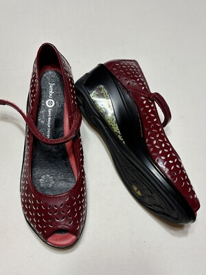 Jambu Red Cutout Wedge Peep Toe Women s  9.5