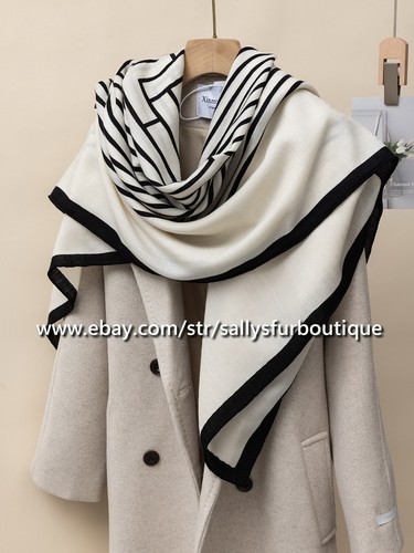 Sallys Boutique 70% Cashmere 30% Silk Wrap Scarf Stripe Print Thin Shawl 53"*53" - Picture 5 of 28