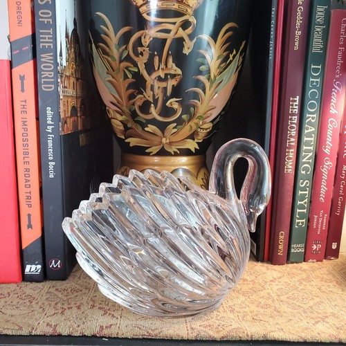Crystal Glass Designer Swan Dish Gloria Vanderbilt Jewelry Candy Jewelry Pills - Picture 2 of 24