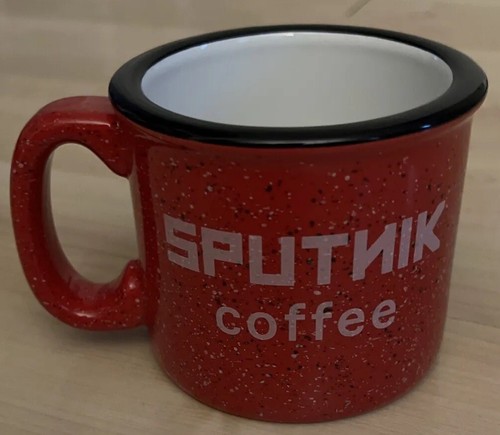 Sputnik Coffee. Large Coffee Mug Cup. Red Speckled.