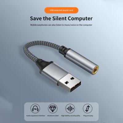 Externe USB Soundkarte 3,5 mm Klinkenstecker Audio Adapter Mikrofon  