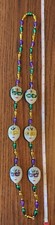 Necklace Mardi Gras Beads With 2 Sided Mask Beads Purple, Gold Green Festival