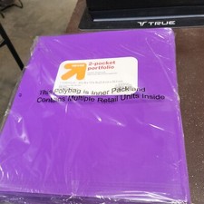 Up  Up Purple Plastic 2 Pocket Folders 3 Hole Punched pack of 24