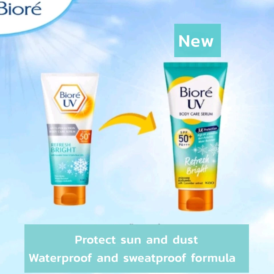 Suero Biore UV Anti Contaminación Cuidado Corporal Refresco Brillante SPF50 PA+++ 50 ml. Foto 3 de 4