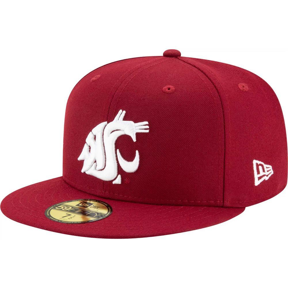 Washington State Cougars New Era 5950 Fitted Baseball Hat Crimson