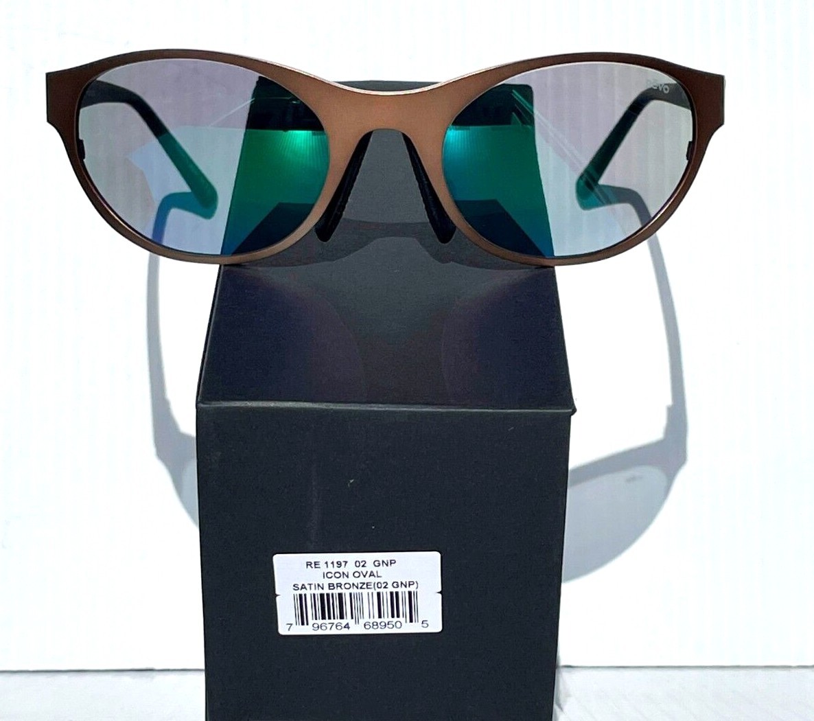 Revo ICON OVAL Satin Bronze POLARIZED Photochromic Green Sunglass