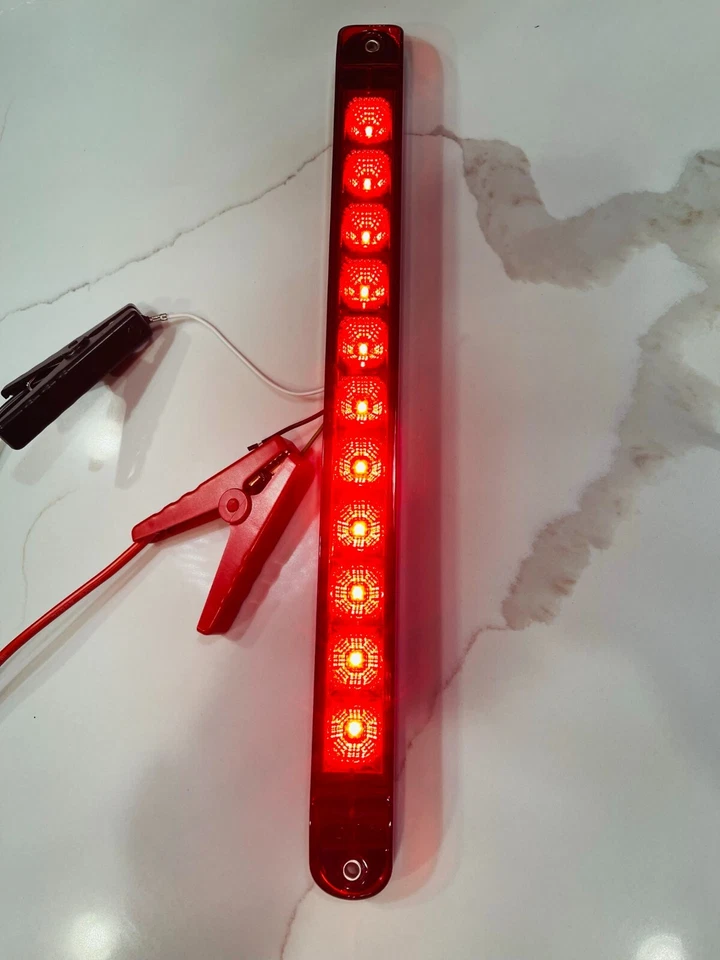 2X Bright Red 11 Diode 17" LED Light Bar Trailer Truck Stop Brake Turn Tail Rear - Image 4 of 4