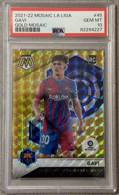 2021-22 Panini Mosaic La Liga - #45 Gavi (RC) True Gold 8/10 PSA