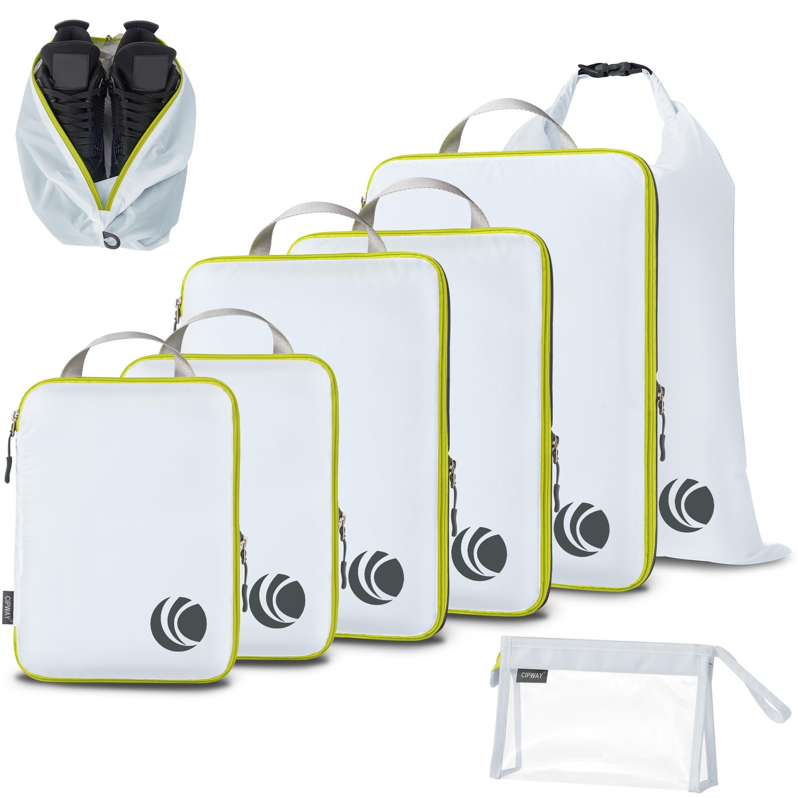 Compression Packing Cubes, Lightweight Travel Luggage Organizers with Shoe Ba...