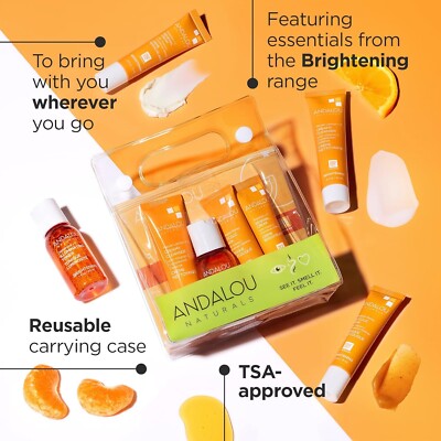 Andalou Naturals, On The Go Essentials -The BRIGHTENING Routine, Travel Friendly