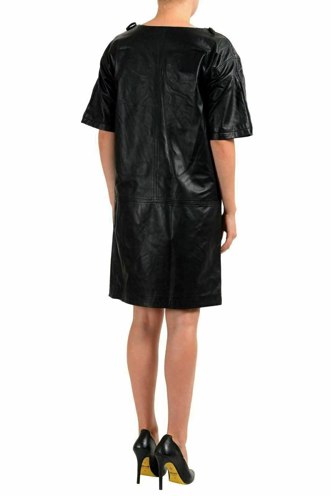 Abito a tunica Maison Margiela 1 donna 100% pelle guaina nera US M IT 42