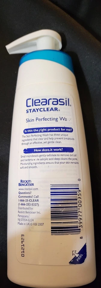 Clearasil Stayclear Skin Perfecting Wash 6,78 унц салициловая кислота 2% - Изображение 2 из 2