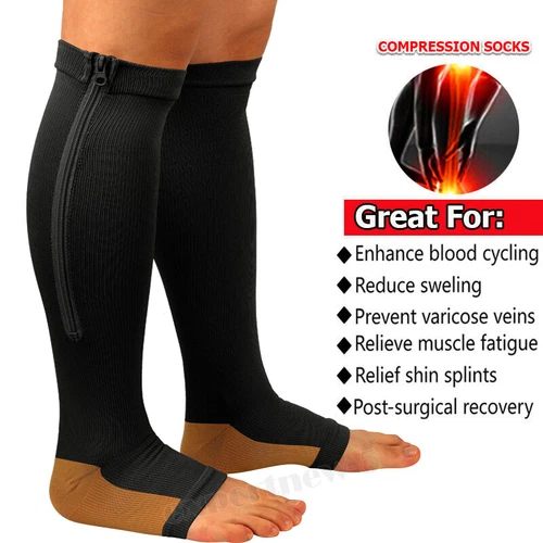 Pair Medical Compression Socks Varicose Knee Vein Open Toe Support Stockings - Bild 6 von 50