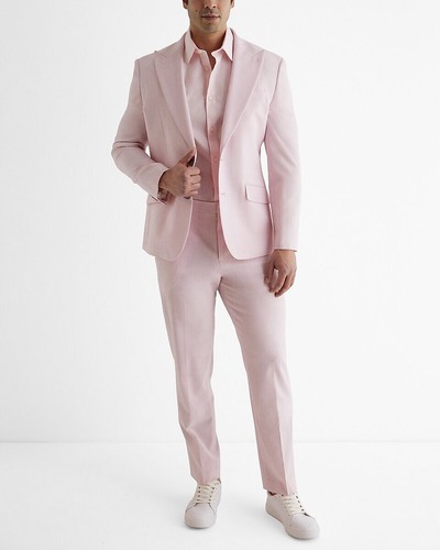 NEW EXPRESS $288 PINK SLIM WOOL BLEND MODERN TECH SUIT JACKET SZ 42R - 第 4/4 張圖片