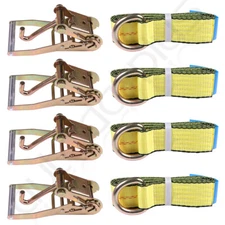4set (12x) Lasso Wheel Lift Straps Tow Truck Tie Down 2" Ratchets J Finger Hooks