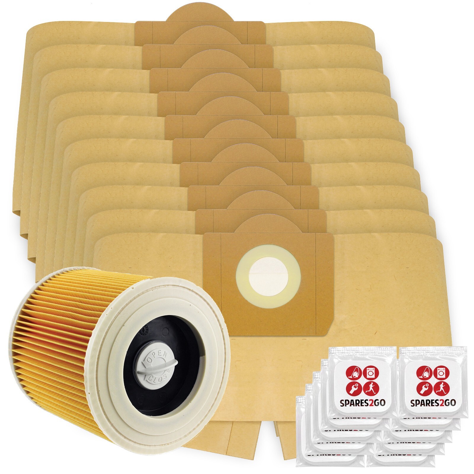 10 x Dust Bags + Filter for KARCHER WD3 WD3P MV3 Wet & Dry Vacuum + Fresh