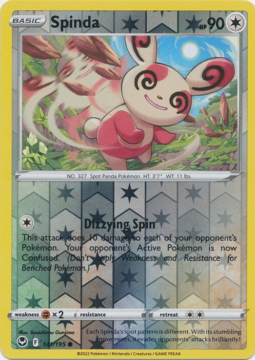 Reverse Holo Spinda 141/195 Common  Silver Tempest Pokemon TCG