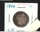 1898 US Barber Quarter, Averge Circulatede Grade .18084 oz Silver (US-1291A)
