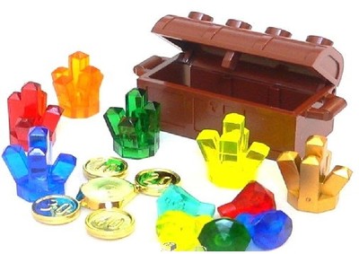  NEW Lego 6x Crystal Rock Treasure Chest with Gold Coins & Diamonds Jewels RARE