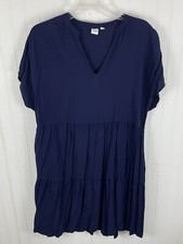 Gap Women's Navy Shift Tiered Dress with Pockets XL Rayon