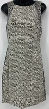 Banana Republic Women Dress Size 8 White Black All Over Print Sleeveless Shift