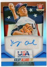 2014 USA Baseball Red & Blue Prizms Signatures #29 Kolby Allard Braves 02/25
