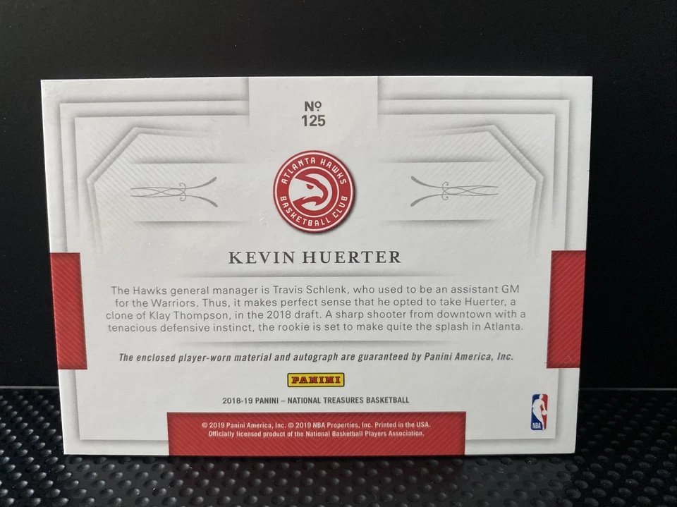 🎯2018-19 National Treasures Kevin Huerter Hawks/Bulls RC Rookie Patch Auto RPA - Image 2 of 2